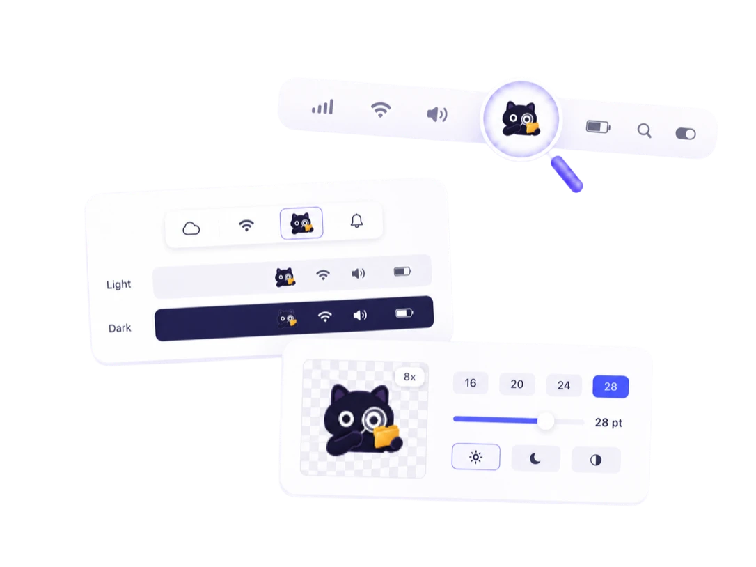 BarCat — Preview and compare menu bar icons in the real macOS status bar.