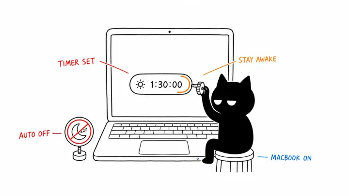 NoNap preventing idle sleep with a visible countdown timer