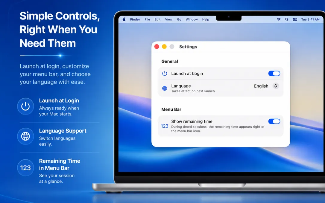 NoNap settings window — a single preference to keep the display on by default